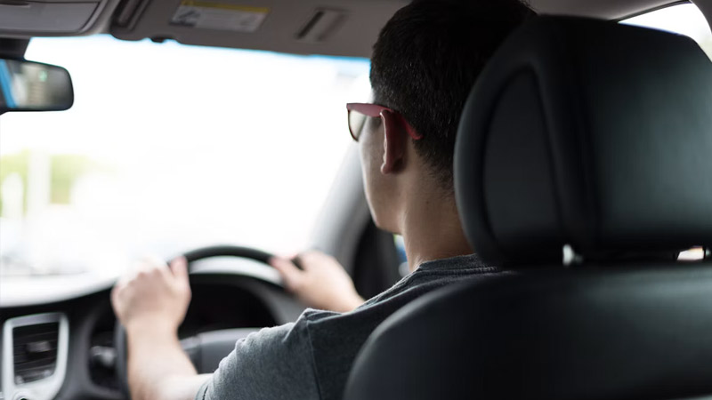 Learner driver preparing to pull out of a juction